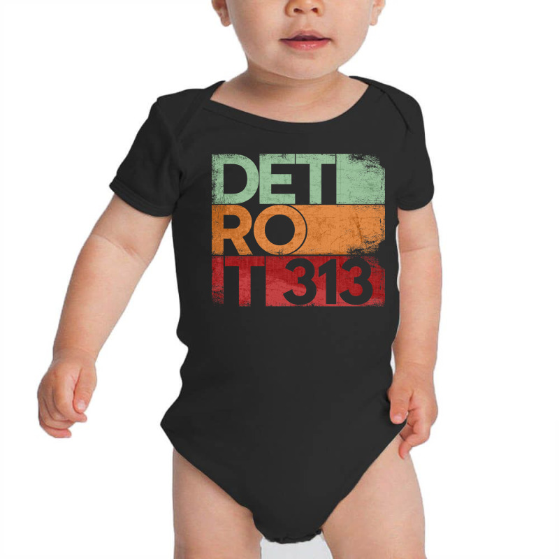 313 Detroit Area Code Michigan State Vintage Retro Baby Bodysuit by SamsulArt | Artistshot