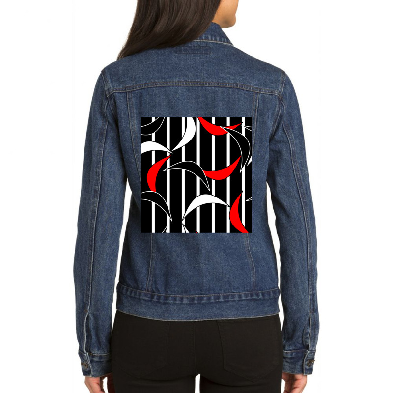 Black And White Vertical Striped Top Ladies Denim Jacket by JONNELLENORTONN | Artistshot