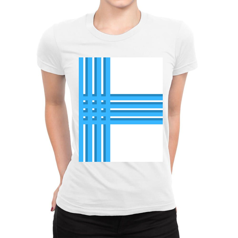 Vertical Blue And White Stripes Graphic Ladies Fitted T-Shirt by JONNELLENORTONN | Artistshot