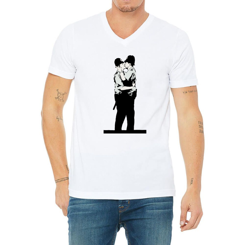 Kissing Coppers V-neck Tee | Artistshot