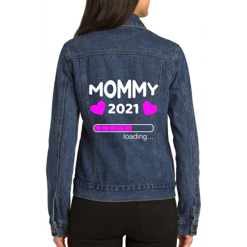 Mommy 2021 Loading Pregnant Pregnancy Ladies Denim Jacket by iyoiyoin | Artistshot