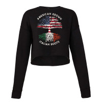 American Grown Italian Roots Usa Italy Flag Tree Cropped Sweater | Artistshot