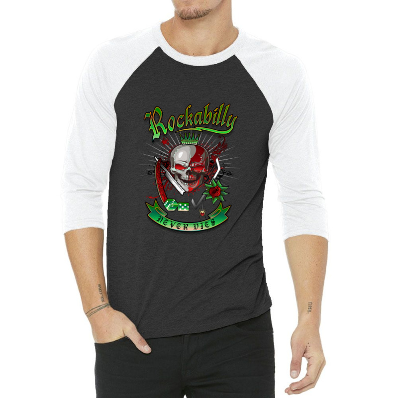 Rockabilly Skull 3/4 Sleeve Shirt | Artistshot