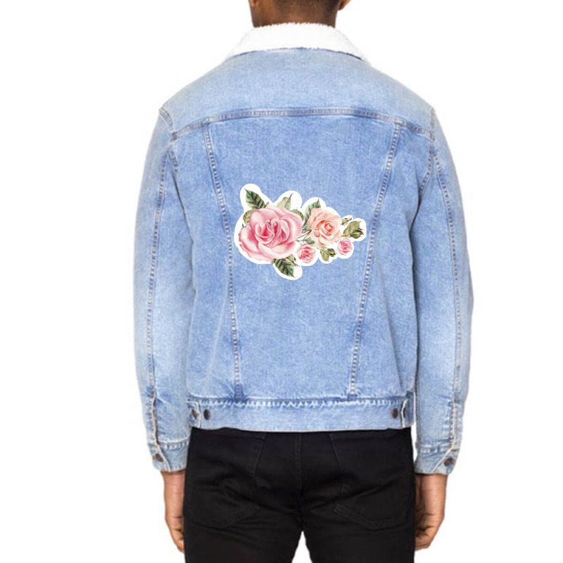 Roses Art Pattern Unisex Sherpa-lined Denim Jacket | Artistshot