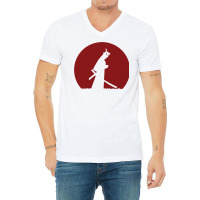 Samurai Jack Silhouette V-neck Tee | Artistshot