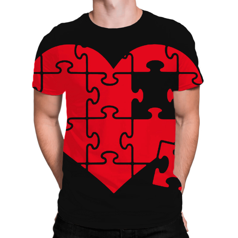 Jigsaw Puzzle Heart All Over Men's T-shirt | Artistshot