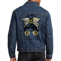 Army Mom Messy Bun Hair Glasses Men Denim Jacket | Artistshot