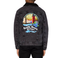 South Haven Michigan Unisex Sherpa-lined Denim Jacket | Artistshot