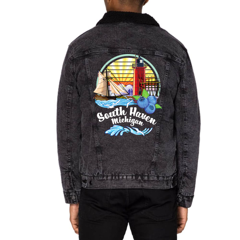 South Haven Michigan Unisex Sherpa-lined Denim Jacket | Artistshot