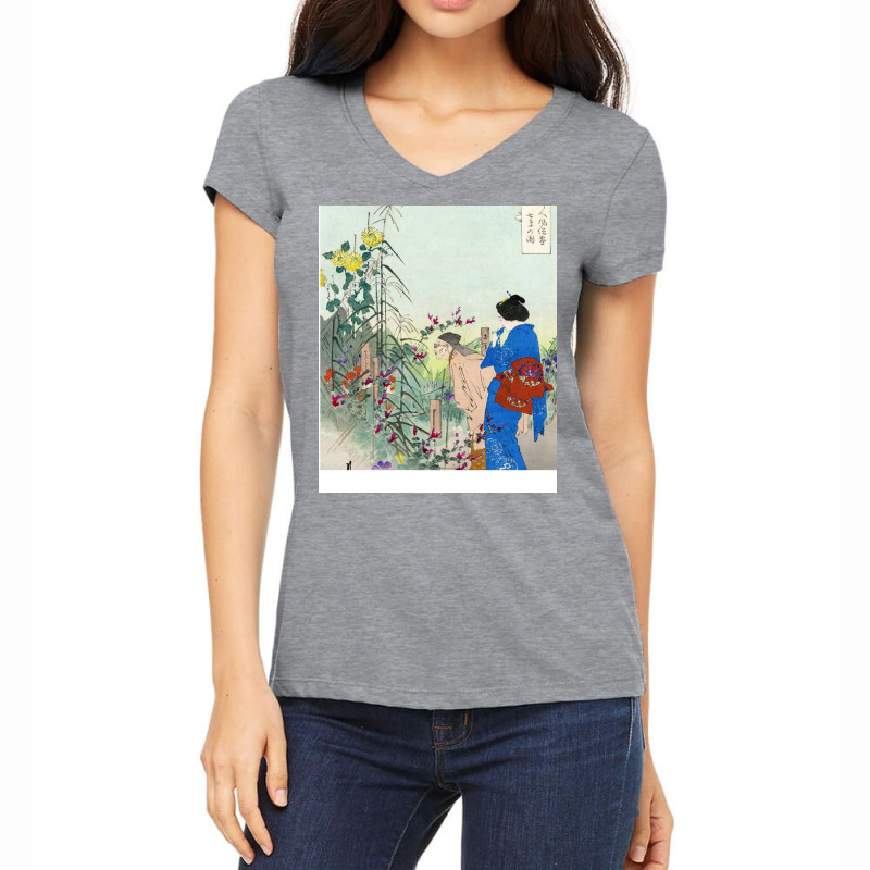 Ogata Gekko Woodblock Print Women's V-Neck T-Shirt by gbarahorgmox | Artistshot