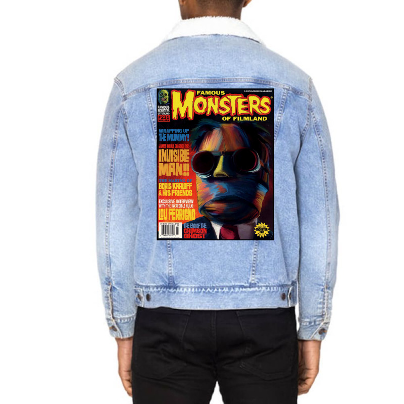 Another Great Vintage Famous Monsters Of Filmland Unisex Sherpa-Lined Denim Jacket by mimadarotnah | Artistshot