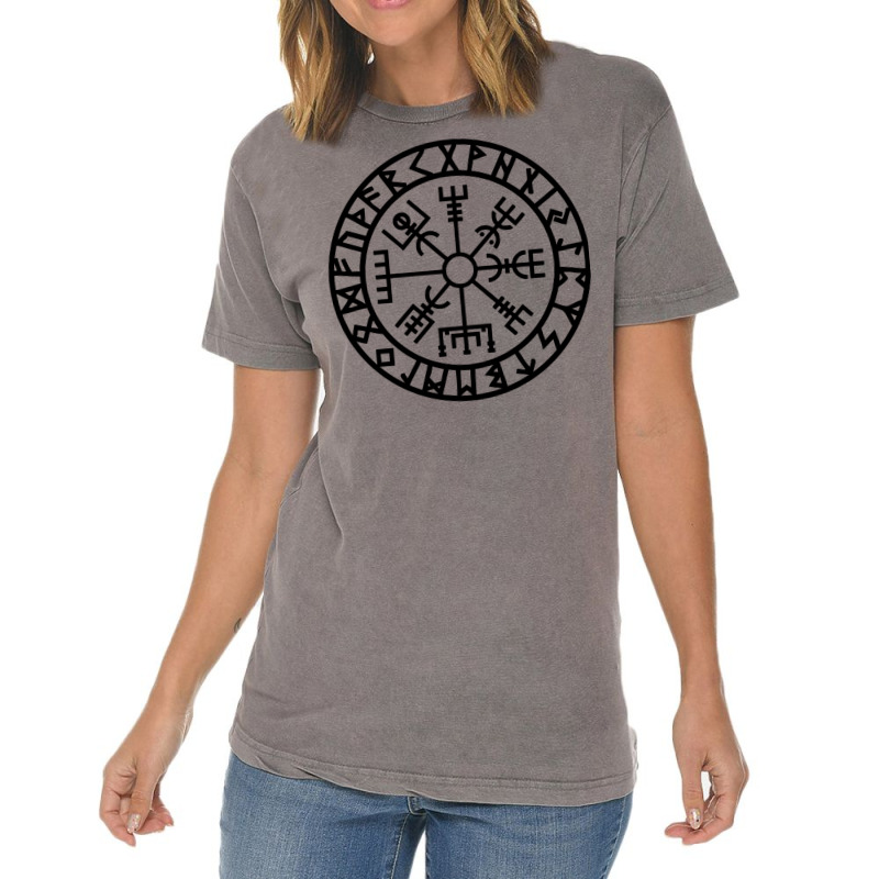 Vegvisir   Futhark   Runes   Navigator   Vikings Vintage T-Shirt by telosuruba6 | Artistshot