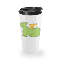 Hadrosaurid And Orange Tabby Cat Travel Mug | Artistshot