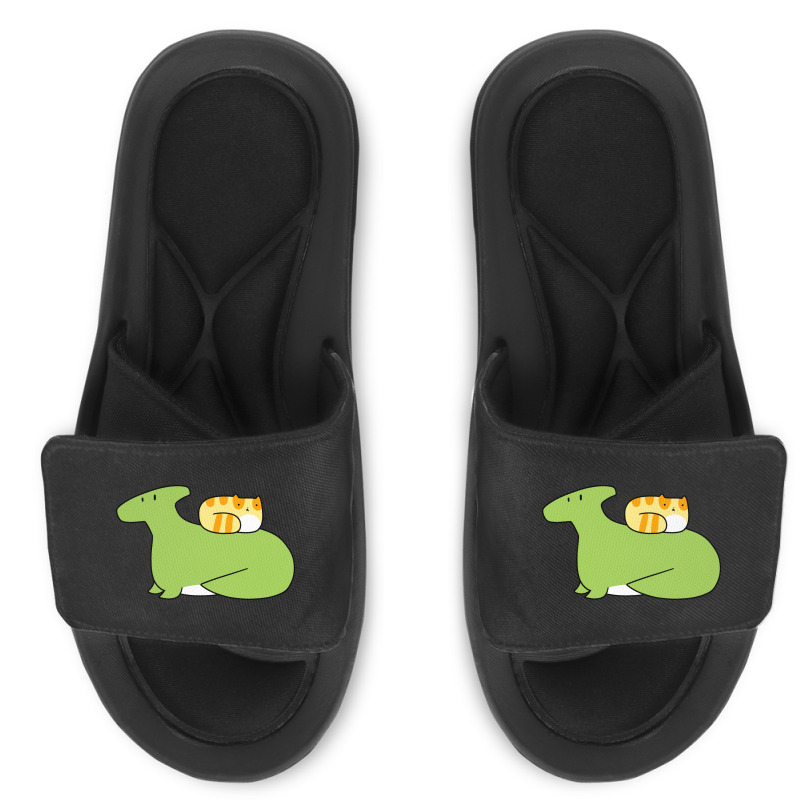 Hadrosaurid And Orange Tabby Cat Slide Sandal | Artistshot