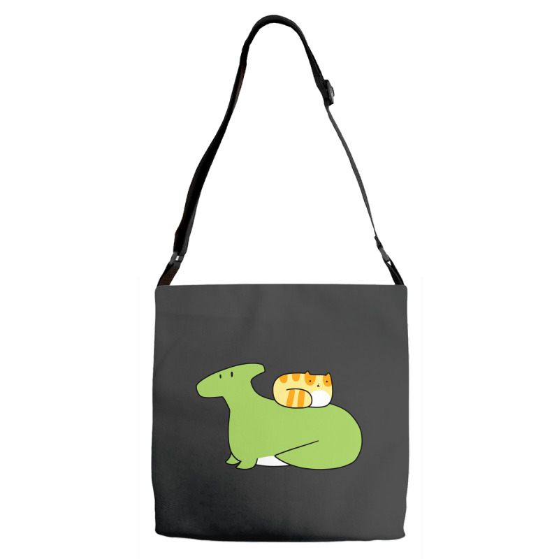 Hadrosaurid And Orange Tabby Cat Adjustable Strap Totes | Artistshot