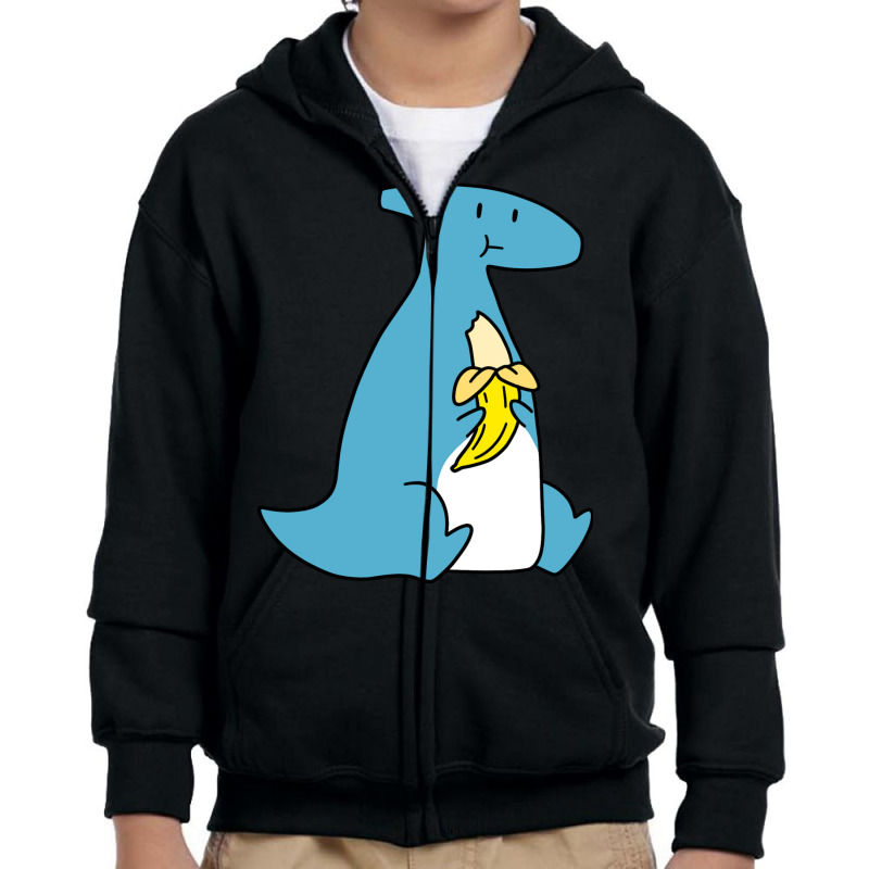 Hadrosaurid Eating A Banana Youth Zipper Hoodie | Artistshot