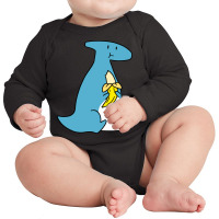 Hadrosaurid Eating A Banana Long Sleeve Baby Bodysuit | Artistshot