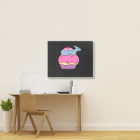 Hadrosaurus And Giant Cupcake Landscape Canvas Print | Artistshot