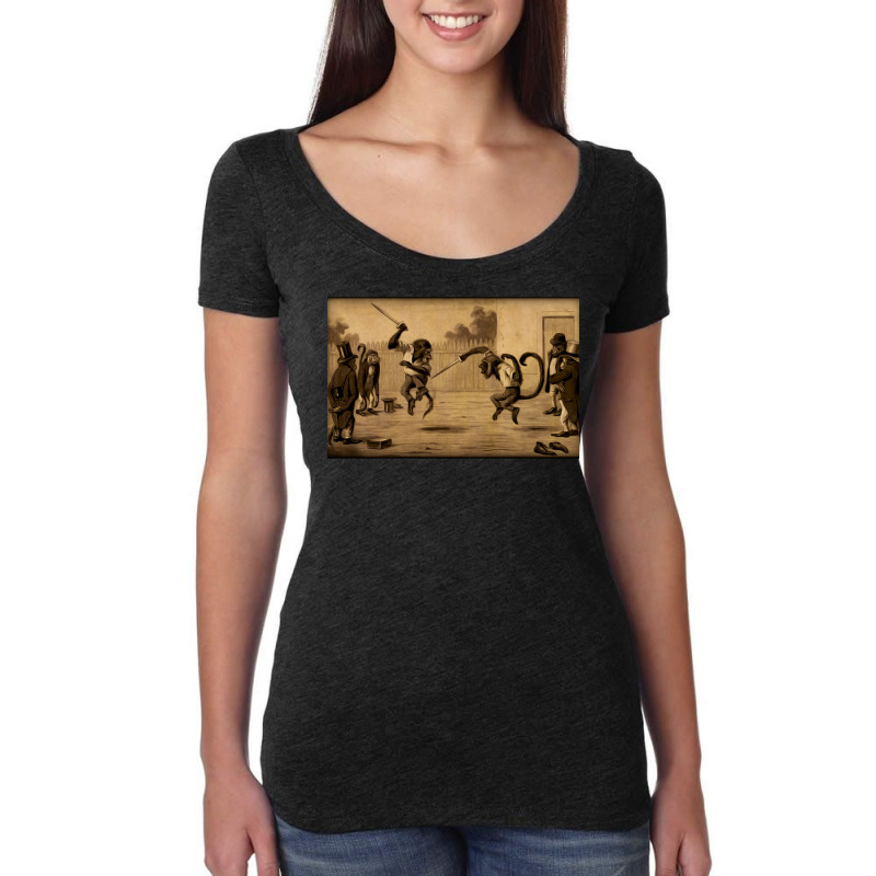 Monkey Knife Fight Women's Triblend Scoop T-shirt by aniedajodusk | Artistshot