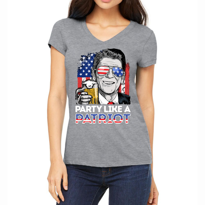 Reagan Ronald Party Like A Patriot Gifts Women's V-Neck T-Shirt by LiqueGifts | Artistshot