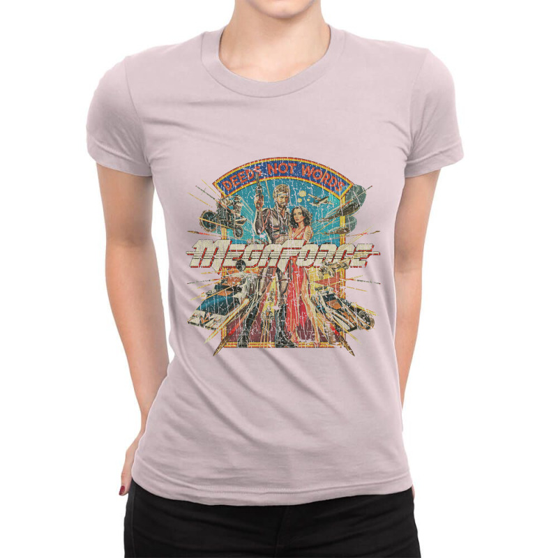 Megaforce Deeds Not Words 1982 Ladies Fitted T-Shirt by gununghujan | Artistshot