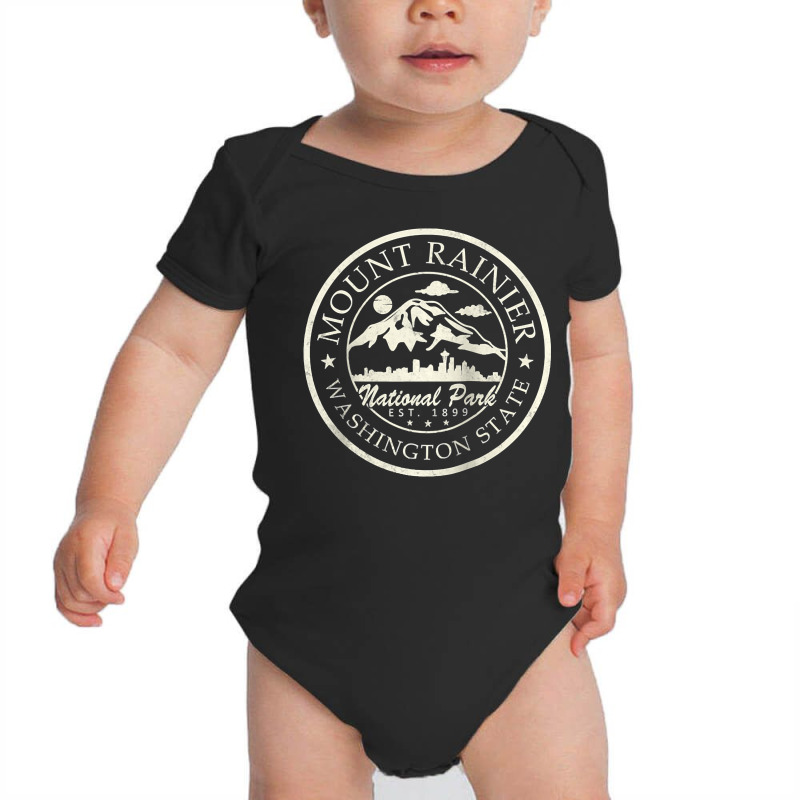 Vintage National Park Mt Rainier Baby Bodysuit by KimberleeWilson786 | Artistshot