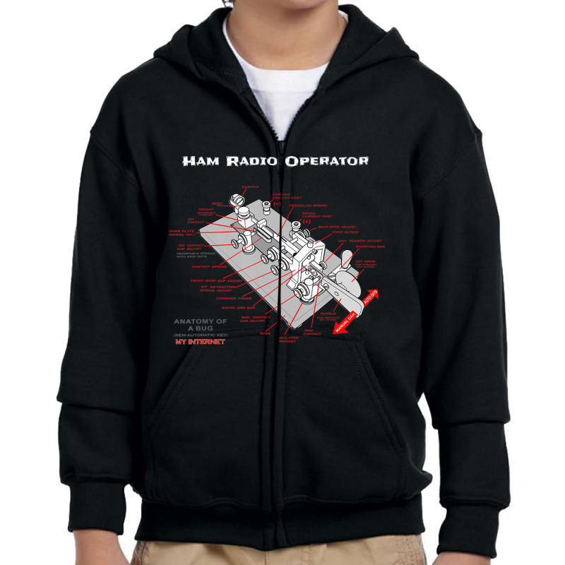 Ham Radio Operator Morse Code Key Youth Zipper Hoodie by donellajeremykoa | Artistshot