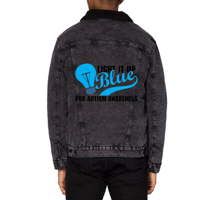 Light It Up Blue For Auti Awareness Unisex Sherpa-lined Denim Jacket | Artistshot