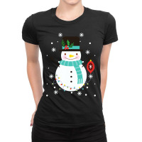 Vintage Snowman Christmas Snowflakes Holiday Novel Ladies Fitted T-shirt | Artistshot