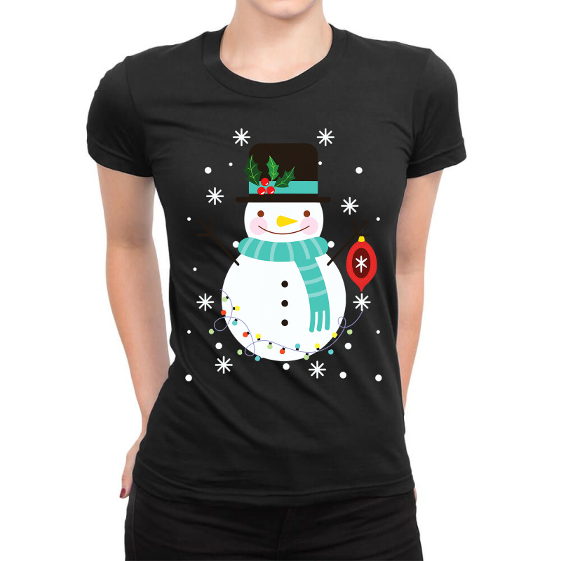 Vintage Snowman Christmas Snowflakes Holiday Novel Ladies Fitted T-Shirt by KimberleeWilson786 | Artistshot