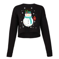 Vintage Snowman Christmas Snowflakes Holiday Novel Cropped Sweater | Artistshot