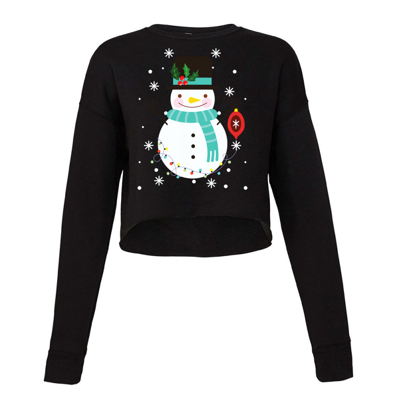 Vintage Snowman Christmas Snowflakes Holiday Novel Cropped Sweater by KimberleeWilson786 | Artistshot