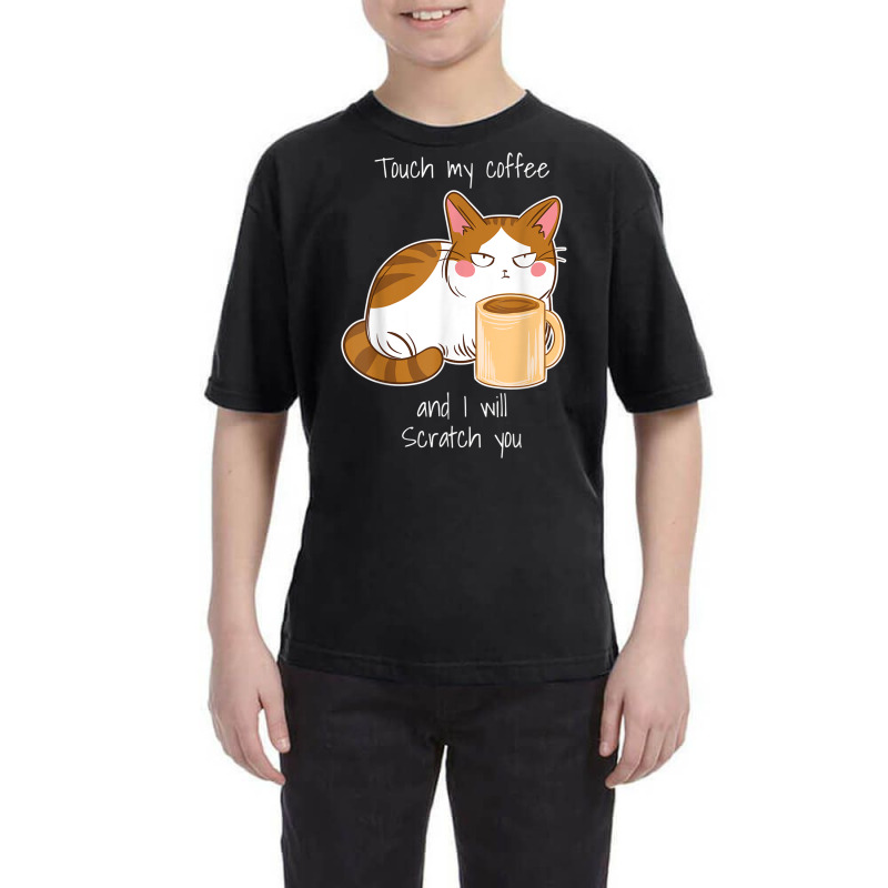 Cute Angry Cat Coffee Monday Caffeine T Shirt Youth Tee by ravand | Artistshot