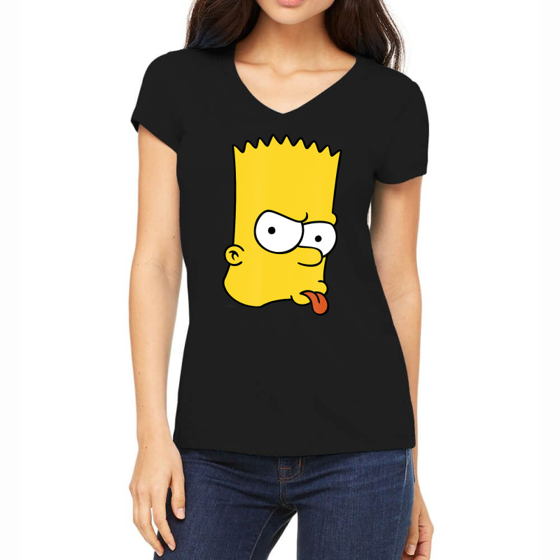 The Simpsons Bart Simpson Big Face Women's V-Neck T-Shirt by longdanouj | Artistshot