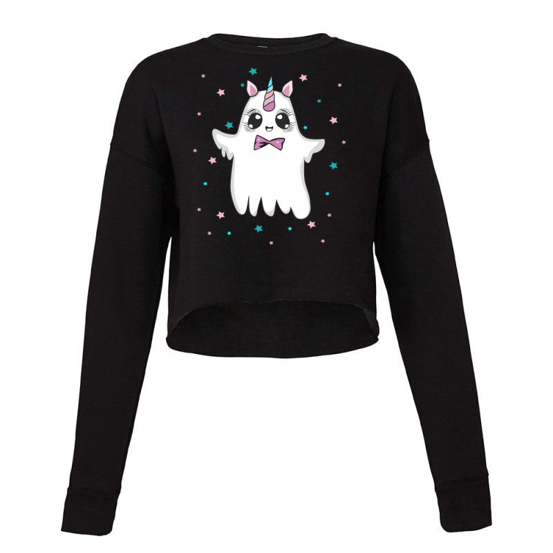 Boonicorn Boo Magical Ghost Unicorn Cute Anime Eyes Halloween Cropped Sweater by SamsulArt | Artistshot