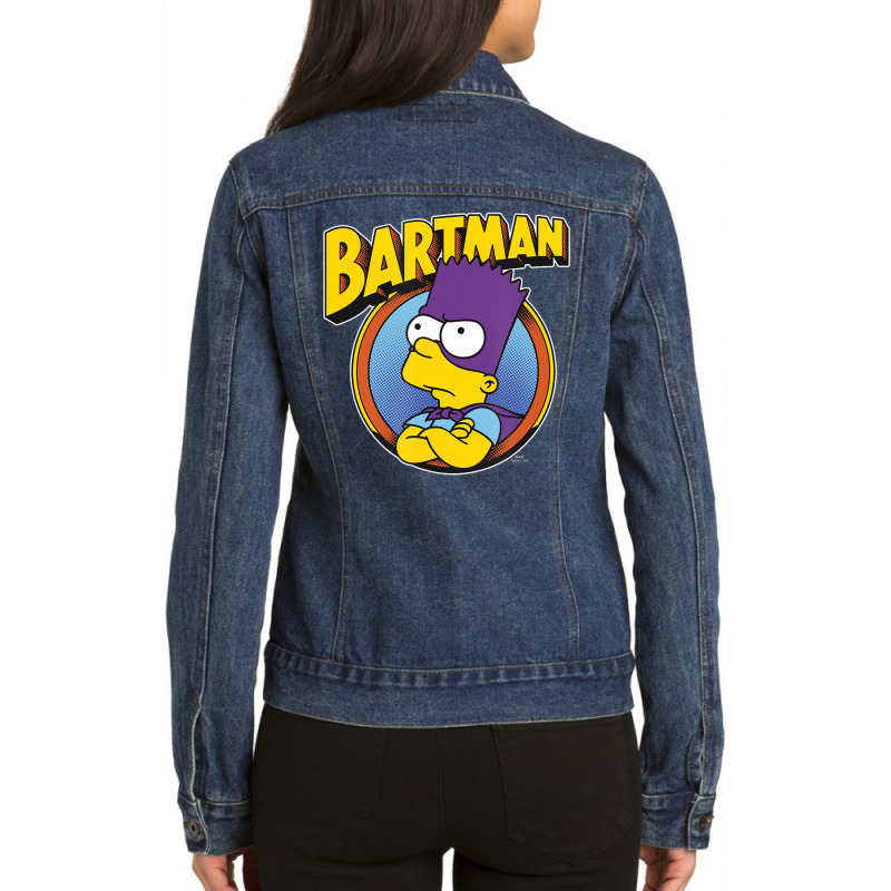 The Simpsons Bartman Hero Shot C2 Ladies Denim Jacket by longdanouj | Artistshot