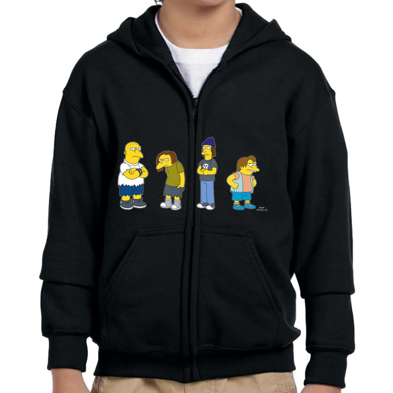 The Simpsons Bullies Line Up C2 Youth Zipper Hoodie by longdanouj | Artistshot