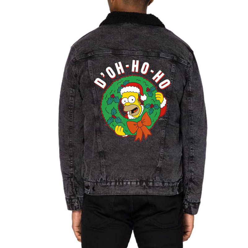 The Simpsons Christmas Homer D'oh-ho-ho Unisex Sherpa-lined Denim Jacket | Artistshot