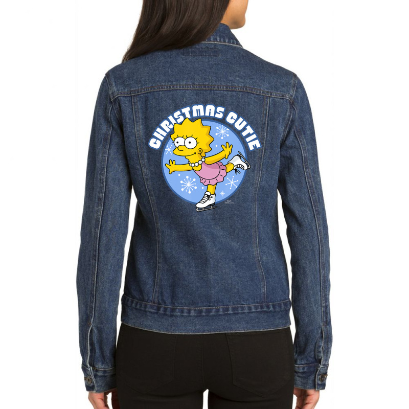 The Simpsons Christmas Lisa Christmas Cutie Ice Pr Ladies Denim Jacket by longdanouj | Artistshot