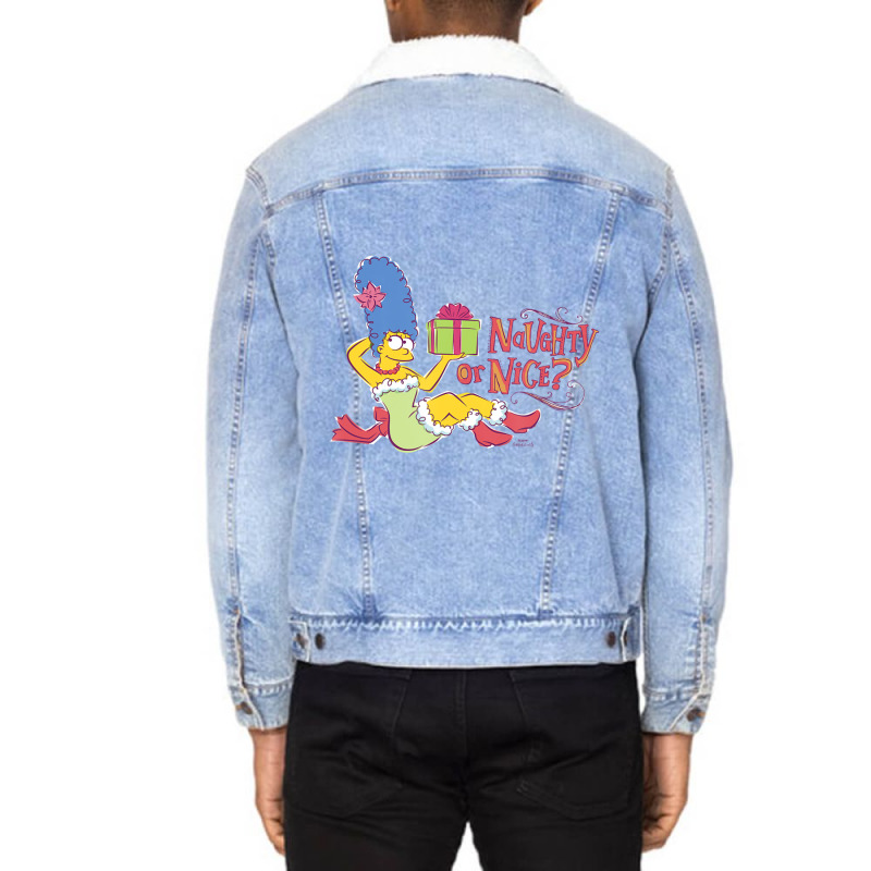 The Simpsons Christmas Marge Naughty Or Nice Unisex Sherpa-lined Denim Jacket | Artistshot