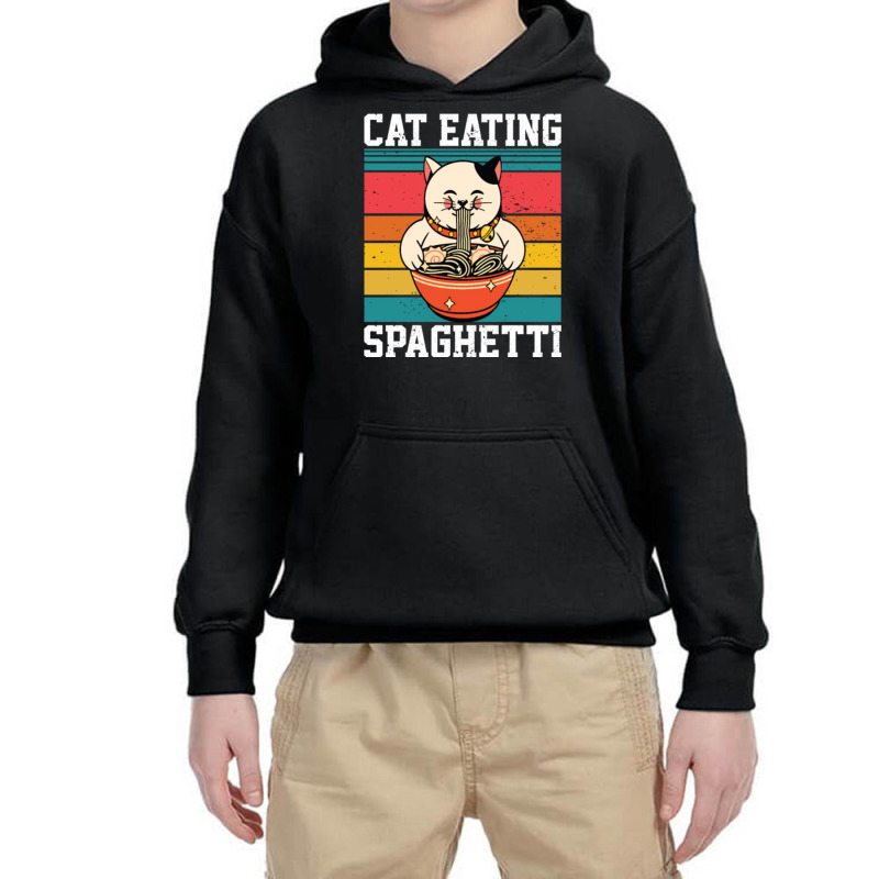 Cat Eating Spaghetti Youth Hoodie by kakashop | Artistshot