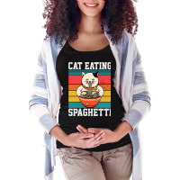 Cat Eating Spaghetti Maternity Scoop Neck T-shirt | Artistshot