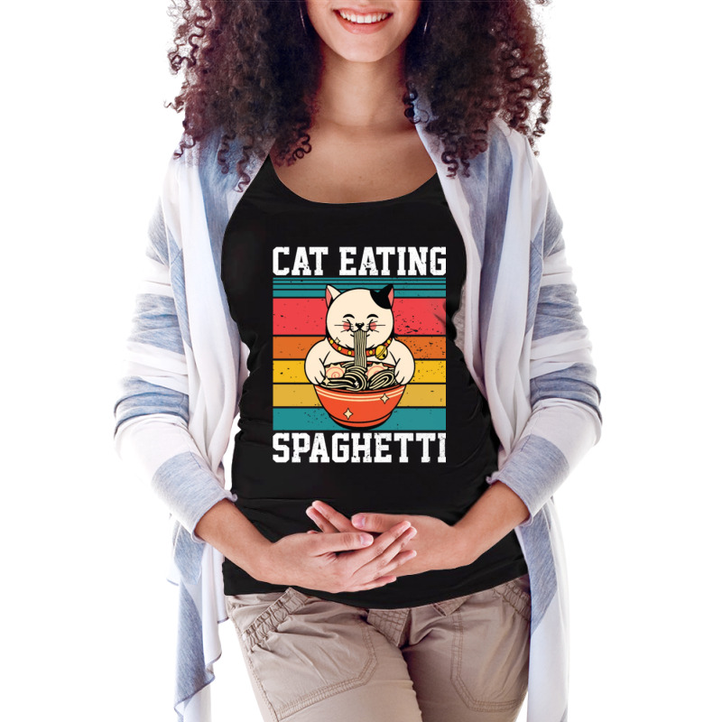 Cat Eating Spaghetti Maternity Scoop Neck T-shirt by kakashop | Artistshot