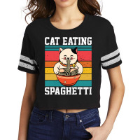 Cat Eating Spaghetti Scorecard Crop Tee | Artistshot