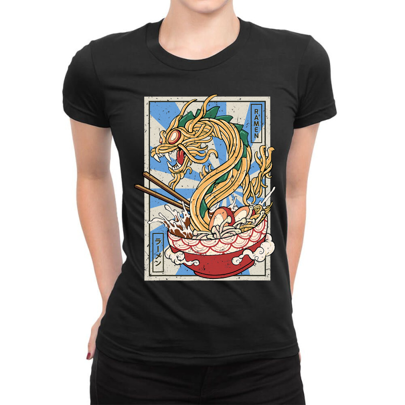 Ramen Dragon Japanese Noodles Soup Ladies Fitted T-Shirt by whoretacarpal | Artistshot