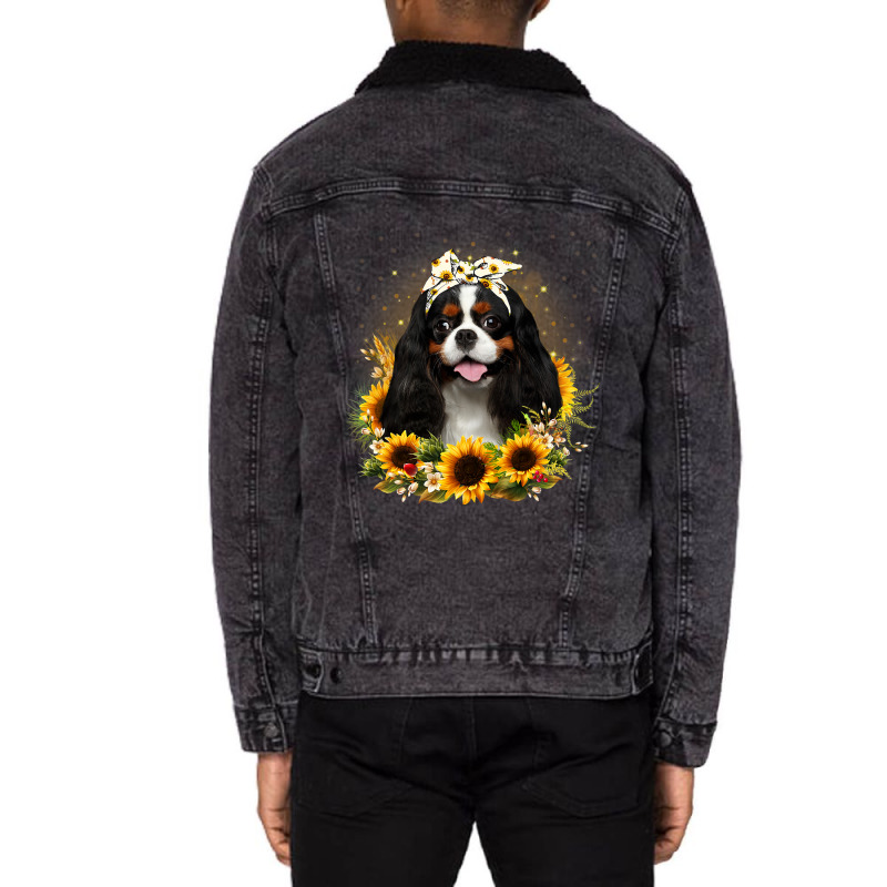 Cavalier King Charles Spaniel Dog Mothers Day For  Unisex Sherpa-lined Denim Jacket | Artistshot