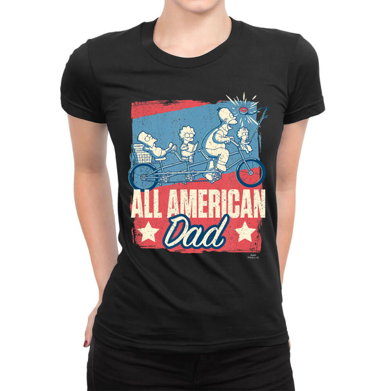 The Simpsons Father's Day Homer All American Dad Ladies Fitted T-Shirt by longdanouj | Artistshot