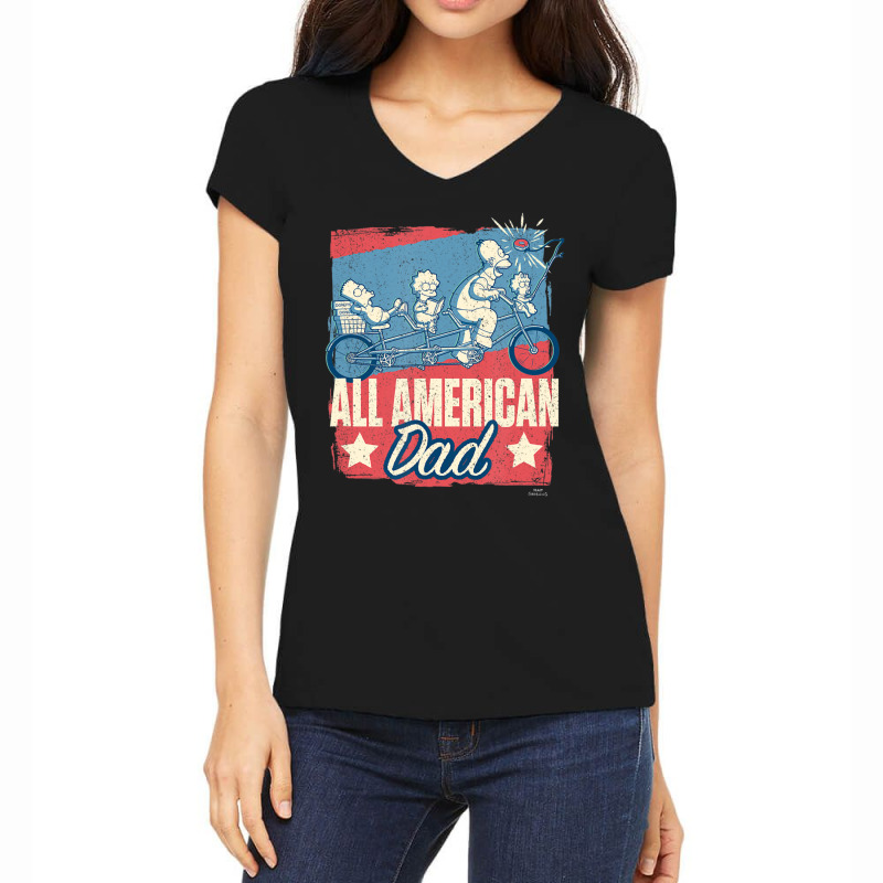 The Simpsons Father's Day Homer All American Dad Women's V-Neck T-Shirt by longdanouj | Artistshot