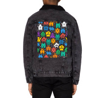 Invaders I Love 80s Retro 8 Bi Space Monsters Unisex Sherpa-lined Denim Jacket | Artistshot