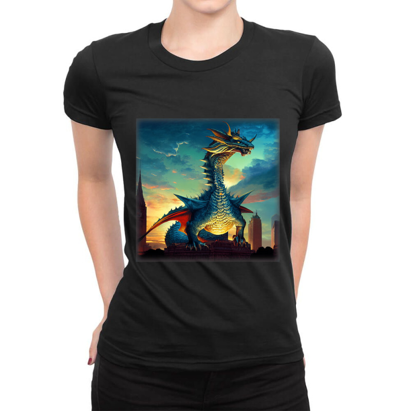 Legendary Creature Dragon Character Cartoon Ladies Fitted T-Shirt by whoretacarpal | Artistshot